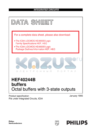 HEF40244BU datasheet - Octal buffers with 3-state outputs