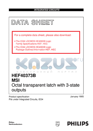 HEF40373BDB datasheet - Octal transparent latch with 3-state outputs