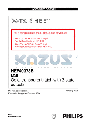 HEF40373BU datasheet - Octal transparent latch with 3-state outputs