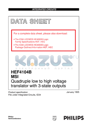 HEF4104BDB datasheet - Quadruple low-to-high voltage translator with 3-state outputs