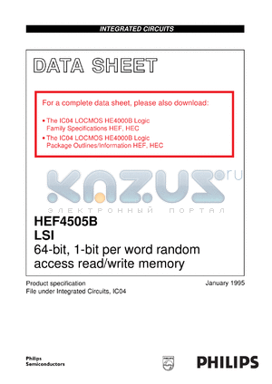 HEF4505BDB datasheet - 64-bit, 1-bit per word random access read/write memory