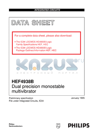 HEF4938BT datasheet - Dual precision monostable multivibrator