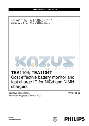 TEA1104/N1 datasheet - Cost effective fast charge IC for NiCd and NiMH
