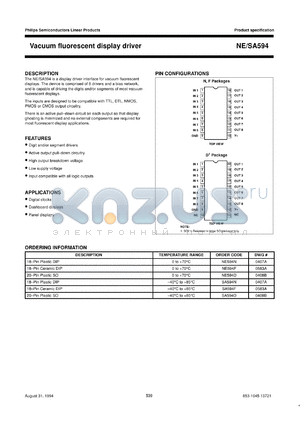 NE594F datasheet - Vacuum fluorescent display driver