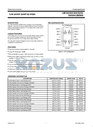LM224NB datasheet - Low power quad op amps