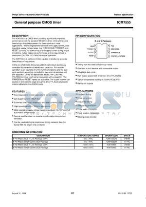 ICM7555IFE datasheet - General purpose CMOS timer