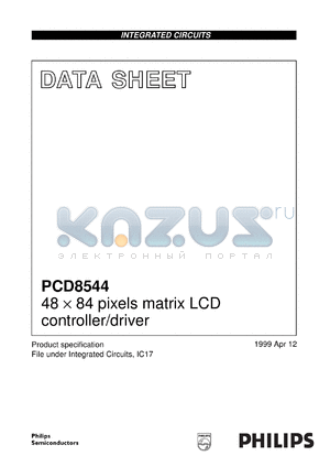 PCD8544U/2/F1 datasheet - 48 x 84 pixels matrix LCD controller/driver