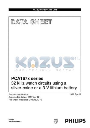 PCA1673U datasheet - 32 kHz watch circuits using a silver-oxide or a 3 V lithium battery