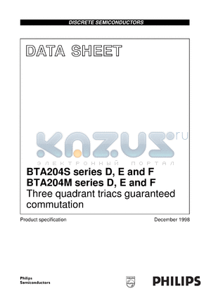 BTA204S-600D datasheet - Three quadrant triacs guaranteed commutation