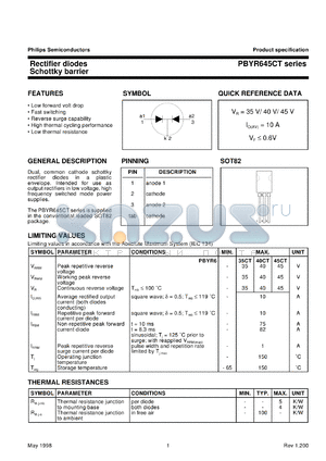 PBYR635CTD datasheet - Rectifier diodes Schottky barrier