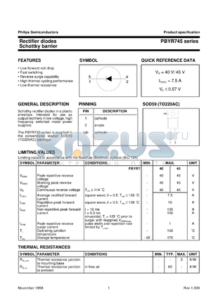 PBYR735 datasheet - Rectifier diodes Schottky barrier