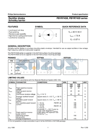 PBYR735B datasheet - Rectifier diodes Schottky barrier