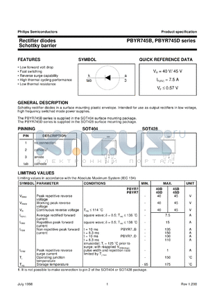 PBYR735D datasheet - Rectifier diodes Schottky barrier