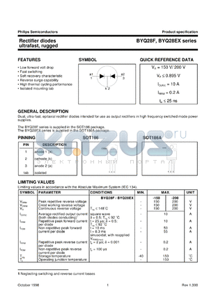 BYQ28EX-100 datasheet - Rectifier diodes ultrafast, rugged