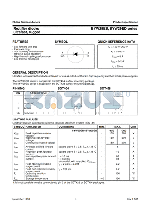 BYW29ED-100 datasheet - Rectifier diodes ultrafast, rugged