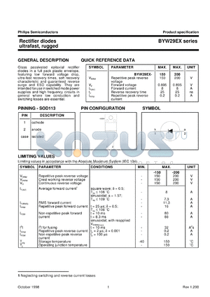 BYW29EX-100 datasheet - Rectifier diodes ultrafast, rugged