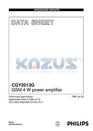 CGY2013G/C1 datasheet - GSM 4 W power amplifier