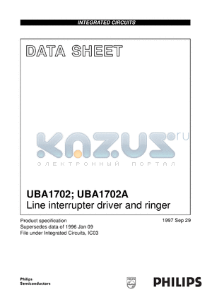 UBA1702A/C1 datasheet - Line interrupter driver and ringer