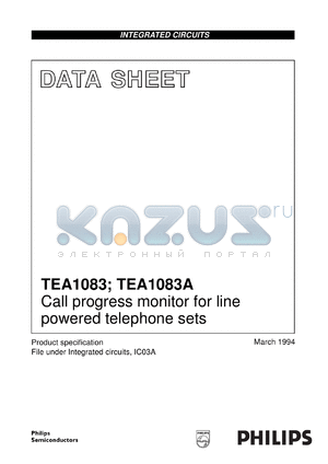 TEA1083/C1 datasheet - Call progress monitor for line powered telephone sets