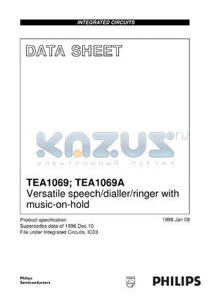 TEA1069N/C1 datasheet - Versatile speech/dialler/ringer with music-on-hold