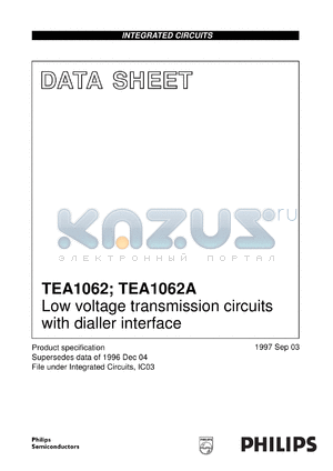 TEA1062T/C4 datasheet - Low voltage transmission circuits with dialler interface