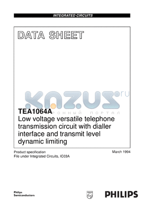 TEA1064A/C1 datasheet - Low voltage versatile telephone transmission circuit with dialler interface and transmit level dynamic limiting