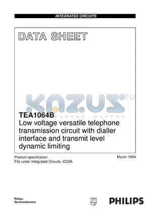 TEA1064B/C1 datasheet - Low voltage versatile telephone transmission circuit with dialler interface and transmit level dynamic limiting