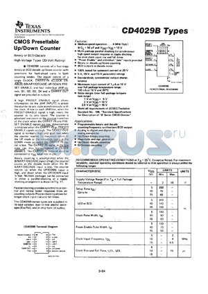 CD4029BNSR datasheet - CMOS PRESETTABLE UP/DOWN COUNTER