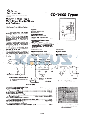 CD4060BF3A datasheet - CMOS 14-STAGE RIPPLE-CARRY BINARY COUNTER/DIVIDER AND OSCILLATOR