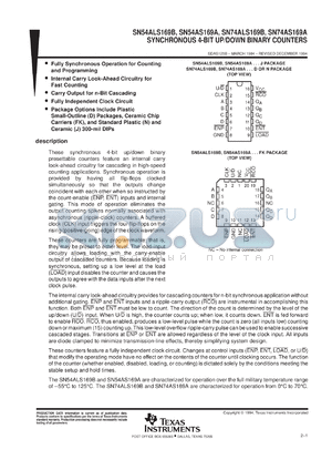 8302501FA datasheet - SYNCHRONOUS 4-BIT UP/DOWN BINARY COUNTERS