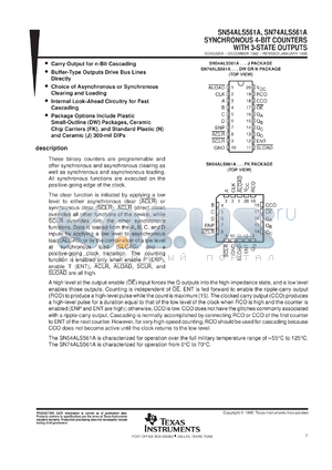 SNJ54ALS561AJ datasheet - SYNCHRONOUS 4-BIT COUNTERS WITH 3-STATE OUTPUTS