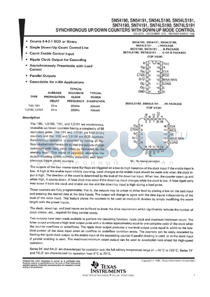 JM38510/31509BEA datasheet - SYNCHRONOUS UP/DOWN COUNTERS WITH DOWN/UP MODE CONTROL