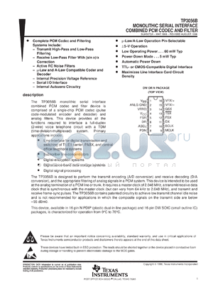 TP3056BDWR datasheet - COMBINATION CODEC/FILTER