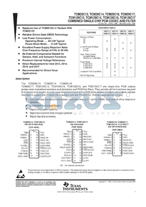 TCM29C13DWR datasheet - COMBINATION CODEC/FILTER