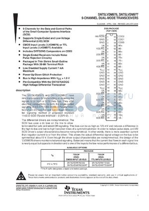 SN75LVDM976DL datasheet - 9-CHANNEL DUAL-MODE SCSI TRANSCEIVER