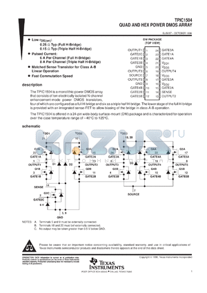 TPIC1504DWR datasheet - QUAD AND HEX POWER DMOS ARRAY