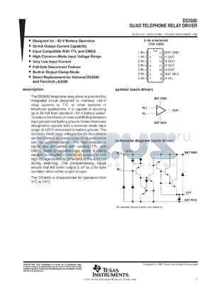 DS3680D datasheet - QUAD TELEPHONE RELAY DRIVERS