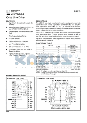 UC5172N datasheet - OCTAL LINE DRIVER WITH LONG LINE DRIVE