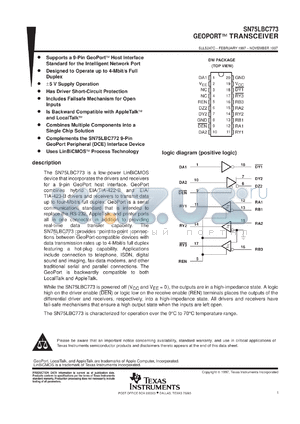 SN75LBC773DWR datasheet - GEOPORT(TM) TRANSCEIVER