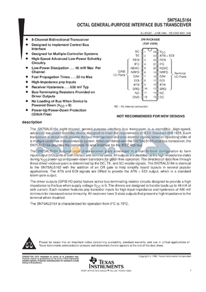 SN75ALS164DWR datasheet - OCTAL GENERAL-PURPOSE INTERFACE BUS TRANSCEIVER