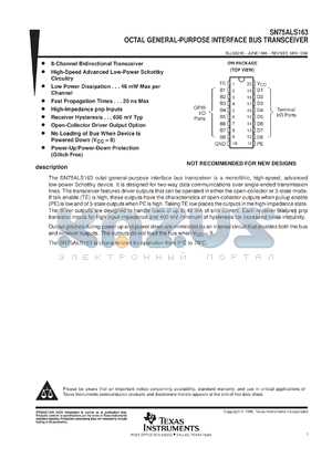 SN75ALS163DWR datasheet - OCTAL GENERAL-PURPOSE INTERFACE BUS TRANSCEIVER