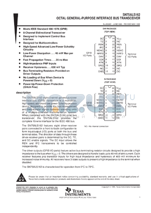 SN75ALS162DWR datasheet - OCTAL GENERAL-PURPOSE INTERFACE BUS TRANSCEIVER