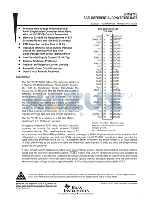 SN75971B1DGG datasheet - SCSI DIFFERENTIAL CONVERTER-DATA