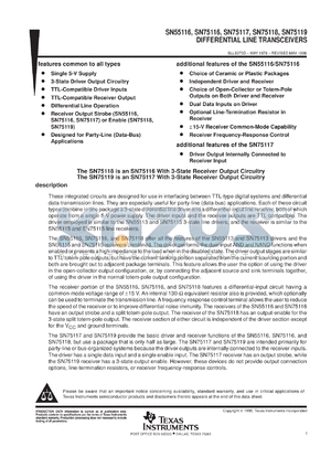 SN75119DR datasheet - DIFFERENTIAL LINE TRANSCEIVER