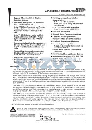 TL16C550AFNR datasheet - SINGLE UART WITH 16-BYTE FIFO