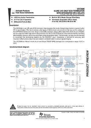 UCC5680PW24TR datasheet - 9-LINE 3-5V LVD TERMINATOR FOR SCSI THROUGH ULTRA3 SCSI WITH MODE CHANGE DELAY