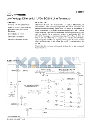 UCC5641PW28 datasheet - 9-LINE 3-5V LVD TERMINATOR FOR ULTRA2 AND ULTRA3 SCSI WITH REVERSE DISCONNECT
