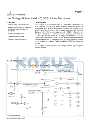 UCC5641PW28TR datasheet - 9-LINE 3-5V LVD TERMINATOR FOR ULTRA2 AND ULTRA3 SCSI WITH REVERSE DISCONNECT