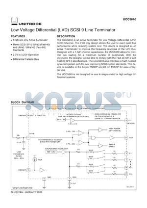 UCC5640PWX datasheet - 9-LINE 3-5V LVD TERMINATOR FOR ULTRA2 AND ULTRA3 SCSI