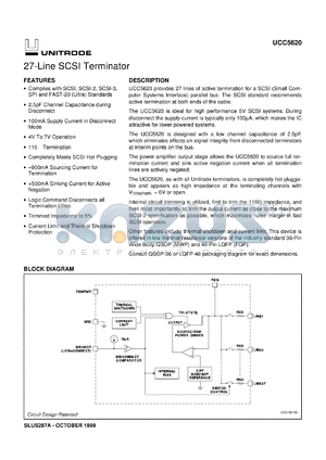 UCC5620FQPTR datasheet - 27-LINE 5V SE TERMINATOR FOR FAST AND ULTRA SCSI